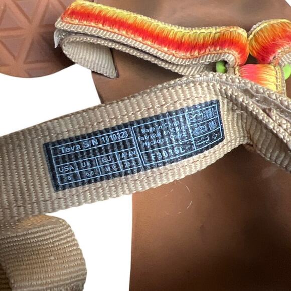 Teva Original Universal Sandals Womens 8 Orange Ombre Thread Leather Hook Loop - Picture 8 of 8